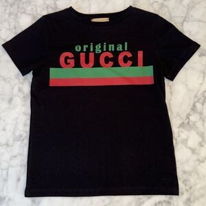 Gucci Logo Black & Red Short Sleeve Tee 4Y